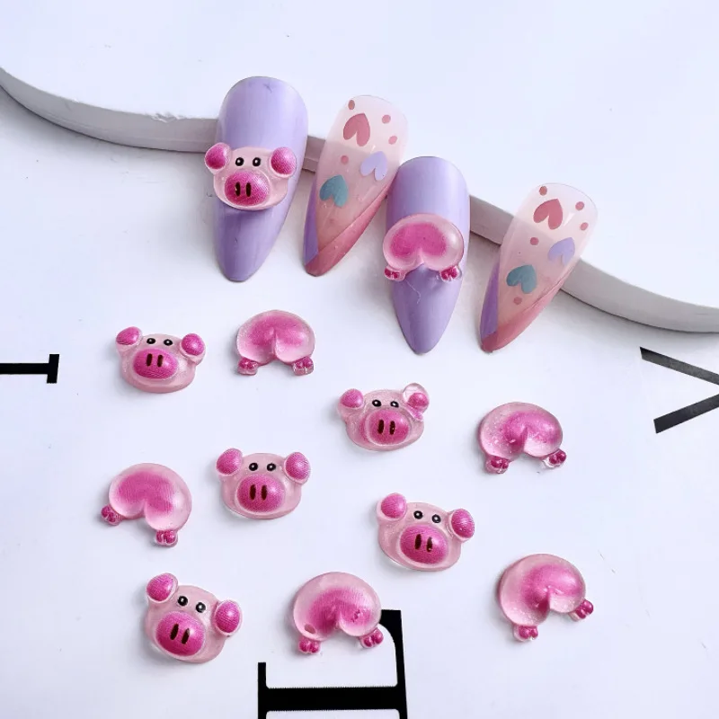 20 stücke niedlichen Nagel Charms Cartoon Dumbo rosa Schwein Hintern Nagel kunst Dekoration DIY Zubehör