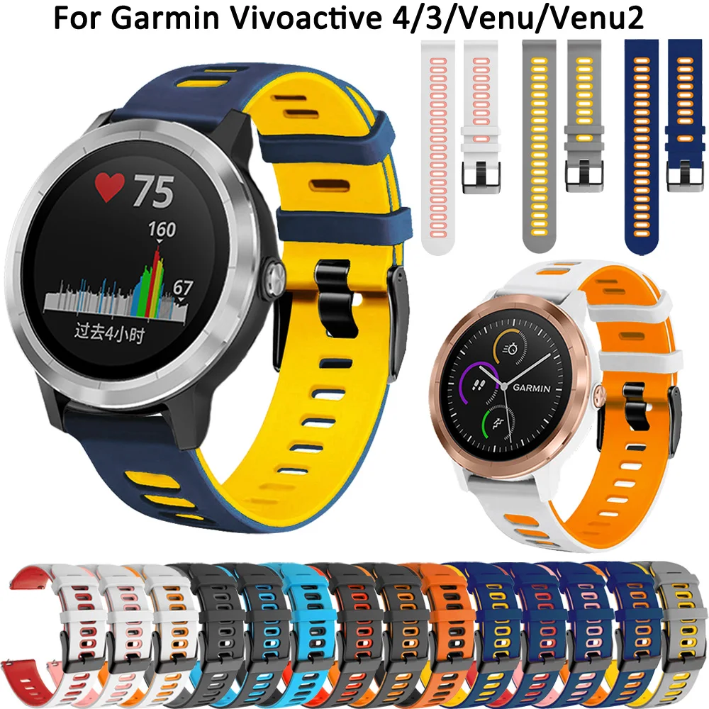 20 22mm Strap Silicone Band for Garmin Vivoactive 4 3 3t HR Venu 2 SQ Forerunner 245 645 Music Smartwatch Wristbands Replacement