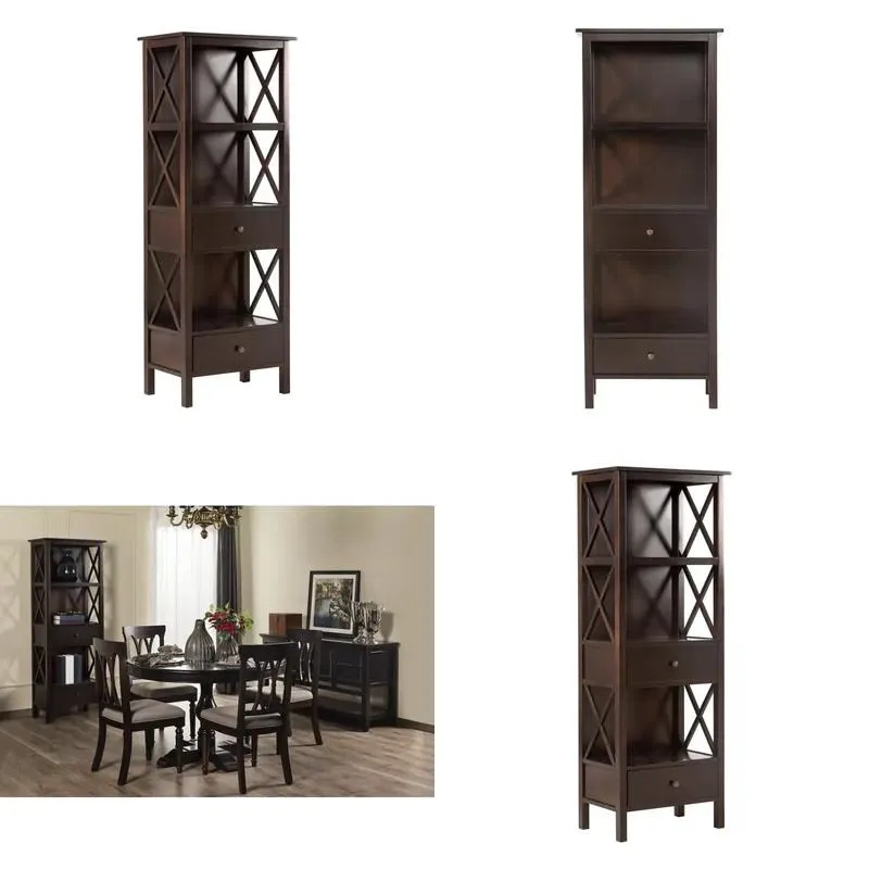 American Solid Wood High End Luxury Bookcase Display Cabinet with Locker Storage Shelf for Living Room Home Office Furniture