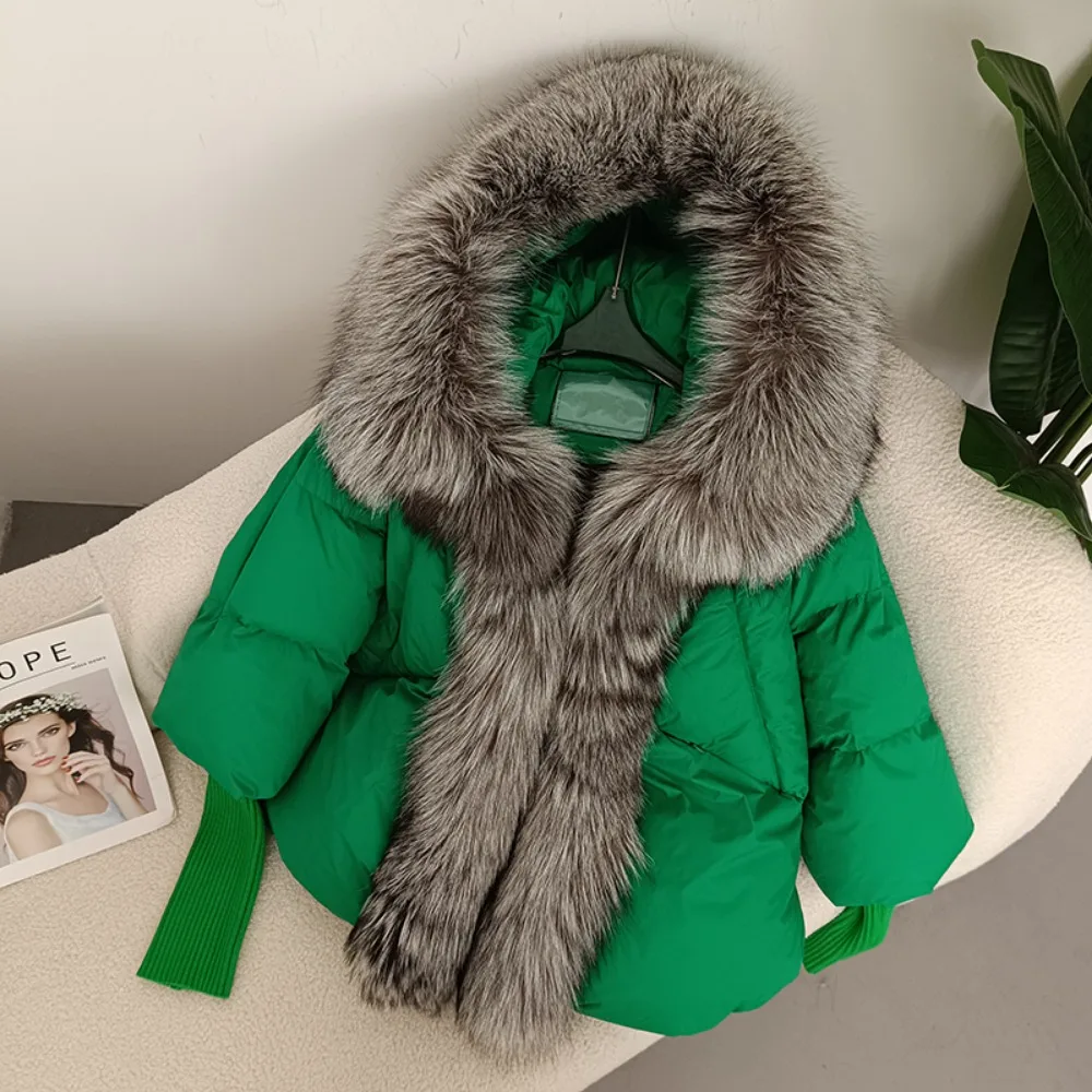 OFTBUY Real Fox Fur coat woman Hooded Natural Thick Winter Jacket Women Warm Loose Oversize Duck Down Coat Streetwear Outerwear