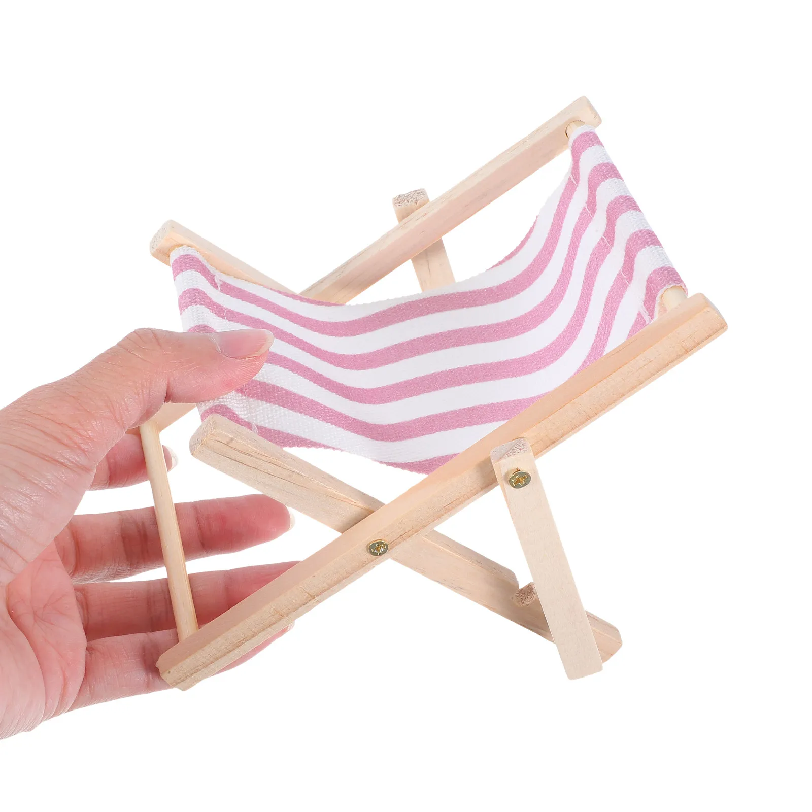 Beach Chair Phone Holder Wooden Desktop Stand for Smartphone Tablet Hands Free Bed Sofa Use Home Office Decor Miniature Chair