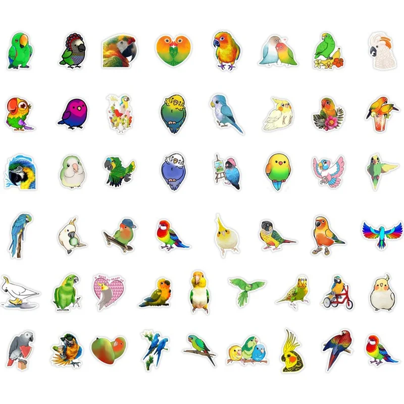 10/30/50pcs Cartoon Parrot Stickers Waterproof Skateboard Motorcycle Guitar Luggage Laptop Bicycle Sticker Kids Toys