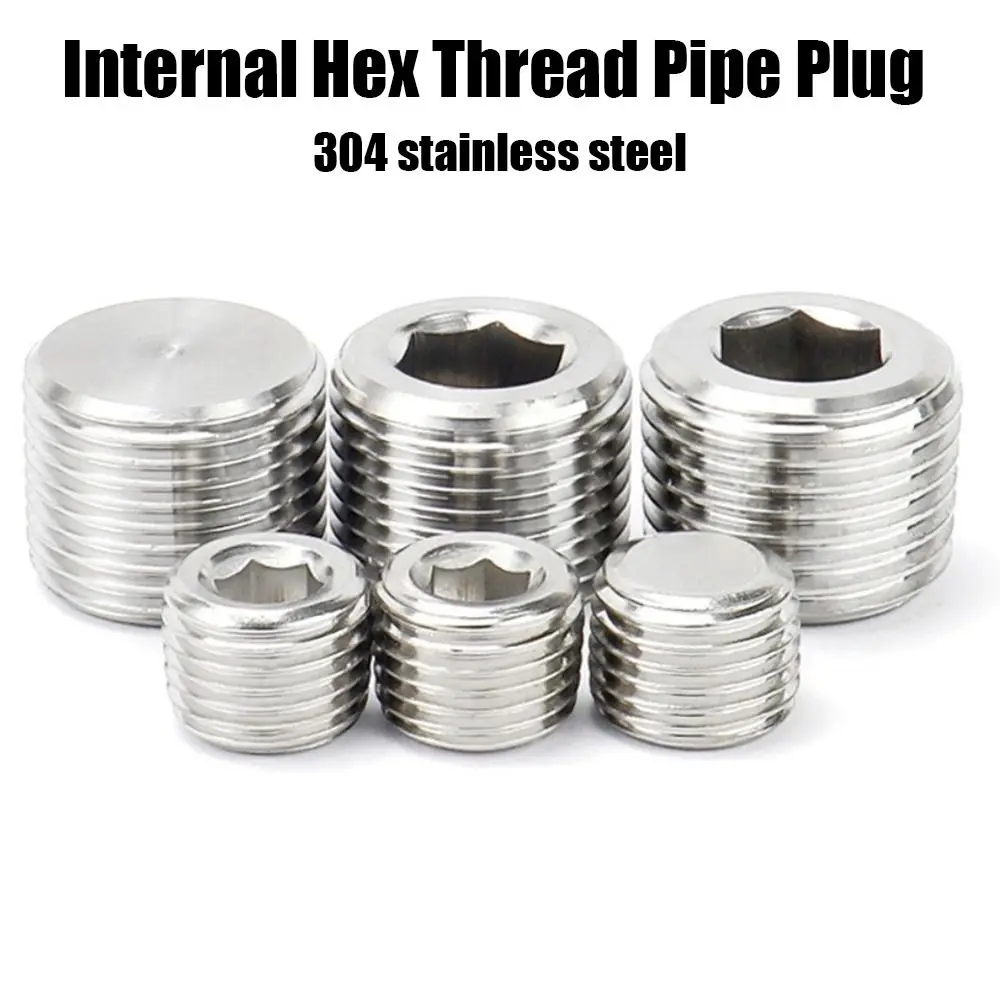 

Pipe Fitings 304 Stainless Steel Male Thread Hexagon Plug Silver Hex Thread Socket Cap Stainless Steel Head Plug Construction