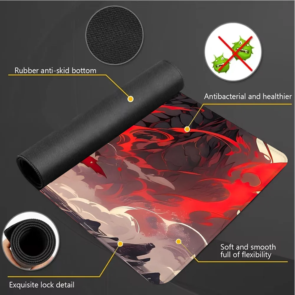 Alfombrilla de ratón Dragon Knight, accesorios de escritorio grandes, Base de goma con borde cosido, alfombrilla de teclado antideslizante para oficina