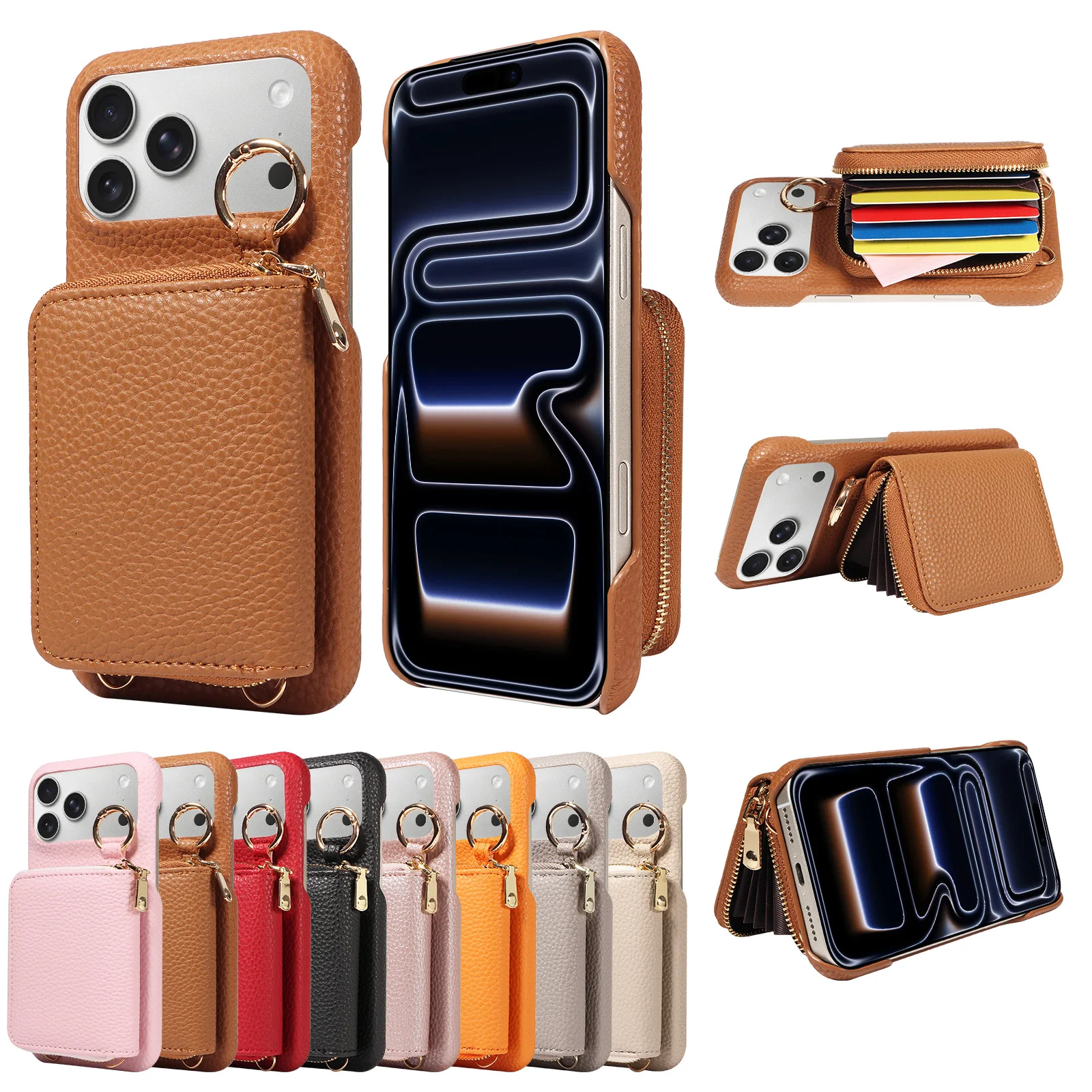PU-Leder Handyhülle für Samsung Galaxy S26 S25 S24 S23 FE Ultra Plus A56 A54 A16 mit Kartenfach, Ring-Lanyard Trendige Handyhülle