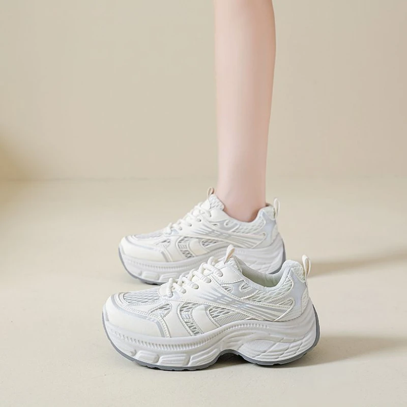 

Women's Dad Shoes 2026 Summer New Arrival Thick Sole Height Increasing Breathable Mesh Soft Bottom Sneakers Casual Sport Shoes