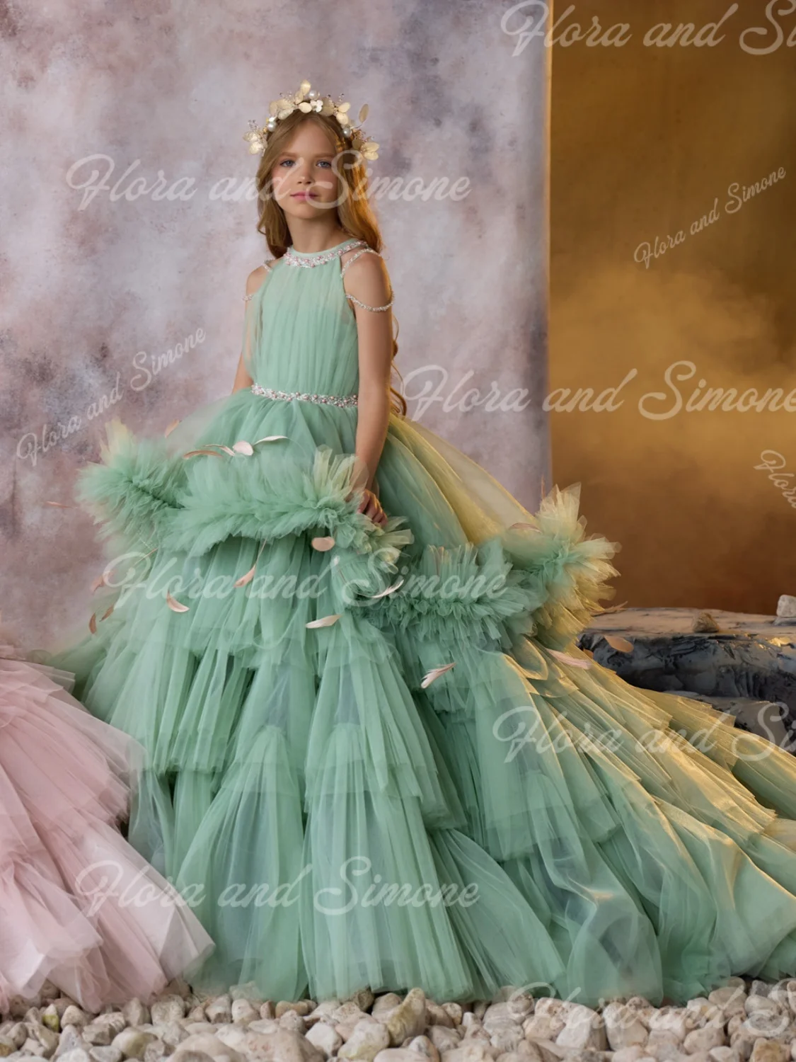 robe-a-fleurs-en-plumes-vertes-pour-filles-robes-de-fete-d'anniversaire-perlees-ceremonies-de-mariage-pour-enfants-receptions-formelles-fete-de-danse-personnalisee