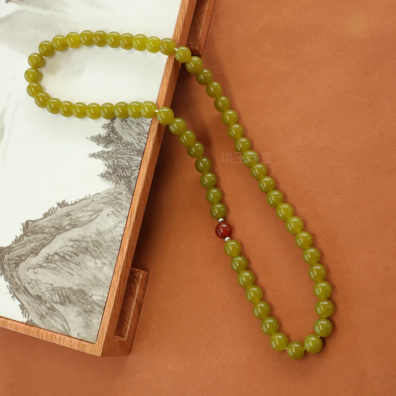 

Ожерелье Xiuyu из нефритового жемчуга дракона, высококачественное женское ожерелье из натурального нефрита Xiuyu, цепочка из бисера, которую можно носить вокруг шеи