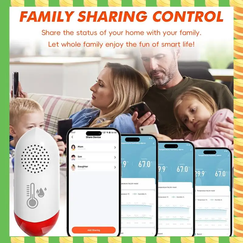 

AB53 WIFI Датчик температуры и влажности Детектор температуры и влажности для интерьера Интеллектуальная сигнализация температуры и влажности