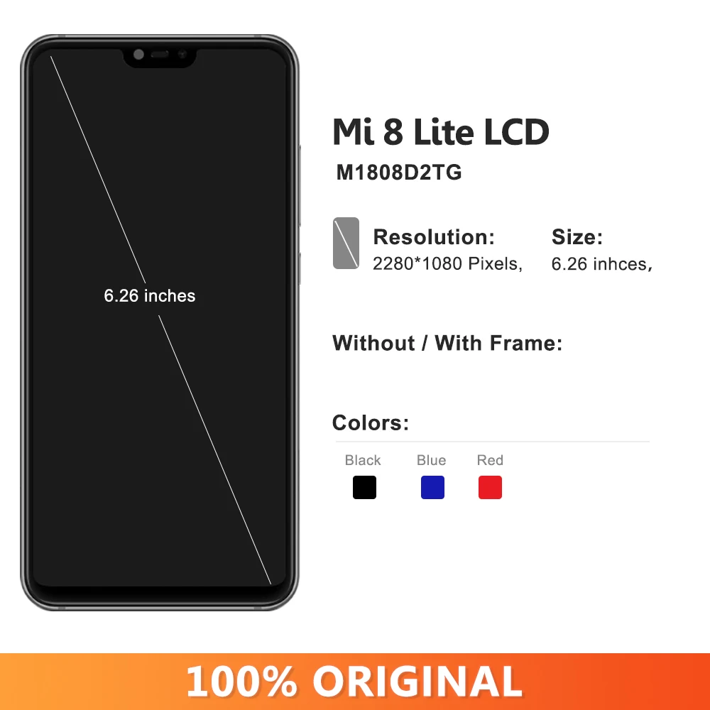 AMOELD For Xiaomi Mi 8 Lite M1808D2TG LCD Display Touch Screen Digitizer Assembly for Xiaomi Mi 8 Lite Screen Replacement