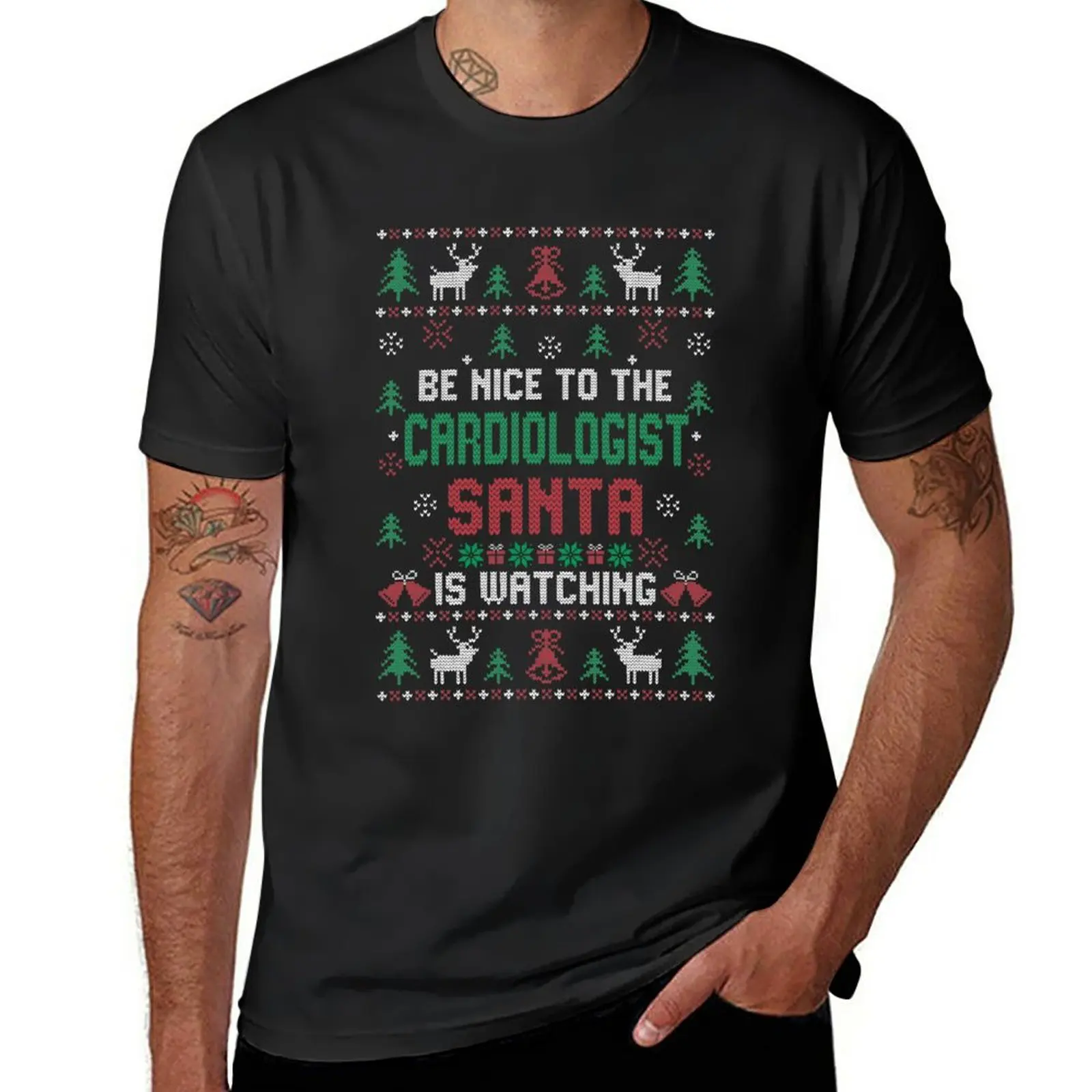 Cardiologist Funny Ugly Christmas Sweater Style Gift T-Shirt black t shirt black t-shirts for men