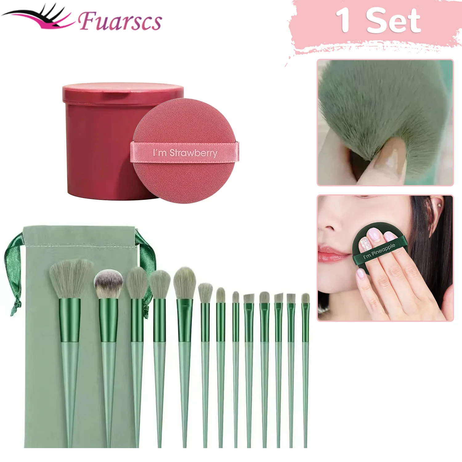 Four Seasons Makeup Brush Powder Puff Set Soft Blush Brush Dopamine Portable Full Set of Makeup Tools For Repair Eye Shadow