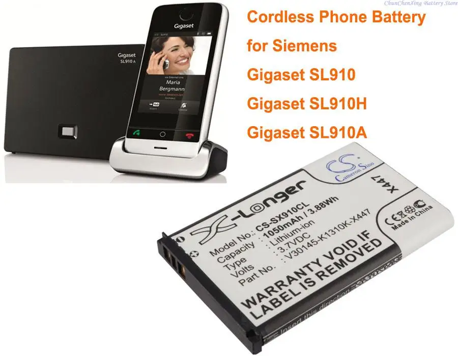 Cameron Sino 1050mAh Cordless Phone Battery for Siemens Gigaset SL910, Gigaset SL910A, Gigaset SL910H