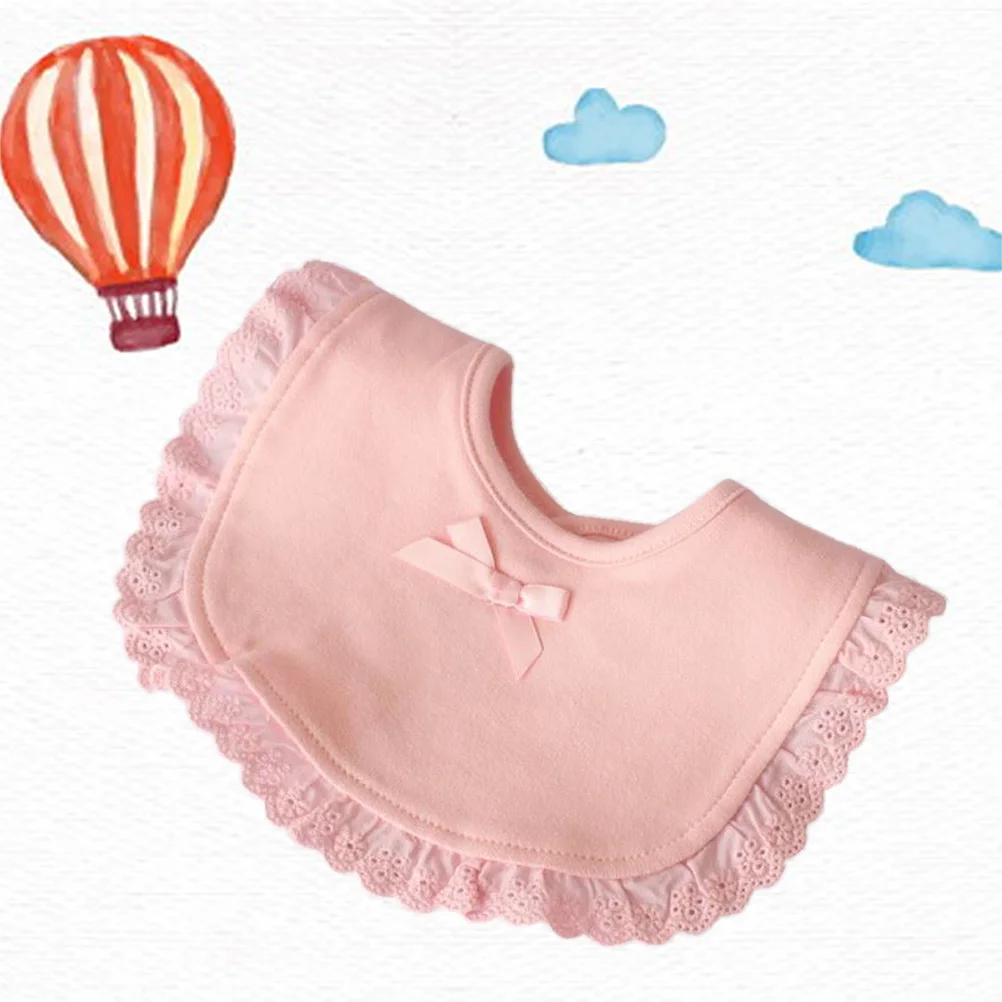 プリンセスレースベビービブ ピンク ソフトコットン よだれかけ 服を守る 快適な新生児幼児用食事用ベビービブ