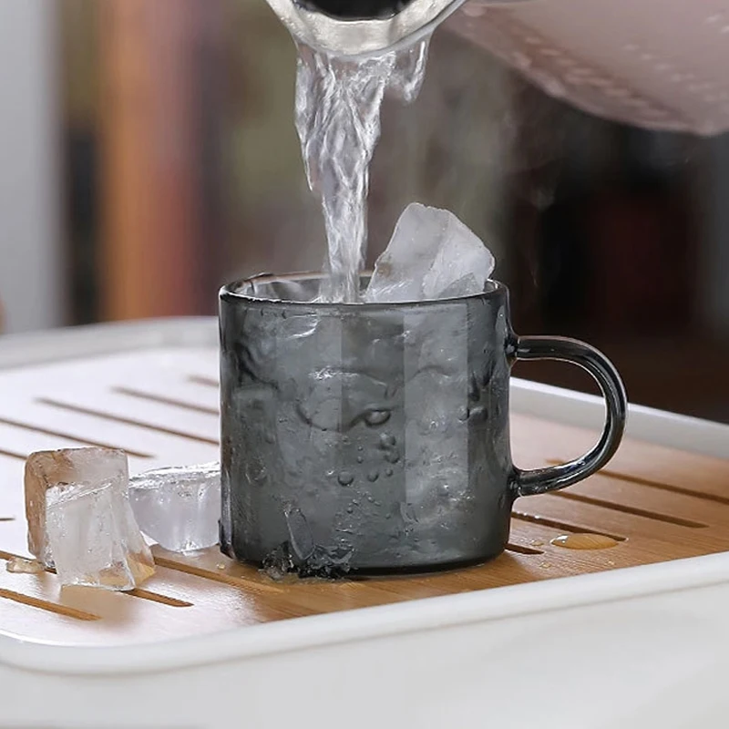 HeY LiLac 100ml Serene Light Glass Teacup Heat-Resistant Handle Tea Cup Borosilicate Crystal Glass for Loose Leaf Tea Gongfu Tea