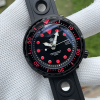 Steeldive New Arrival Watch! SD1975XT Japan Movement NH35 300M Waterproof PVD Black Stainless Steel Red Luminous Dive Watch