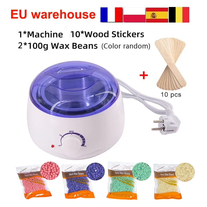 

Mini Wax Dipping Pot Kit 10pcs Wood Stickers Electric Hair Removal Wax Machine Heater Waxing Hands Feet Body Paraffin Epilator