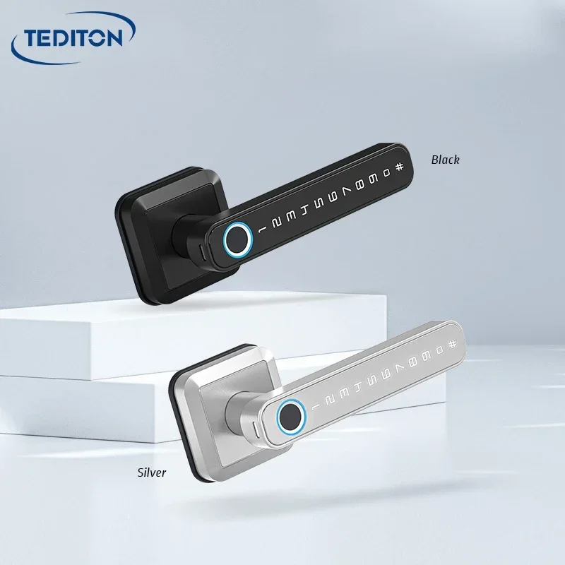 

Tediton Tuya App Biometric Keyless Entry Door Handle Fingerprint Door Lock Smart Door Lock for Home Apartments Office Hotel