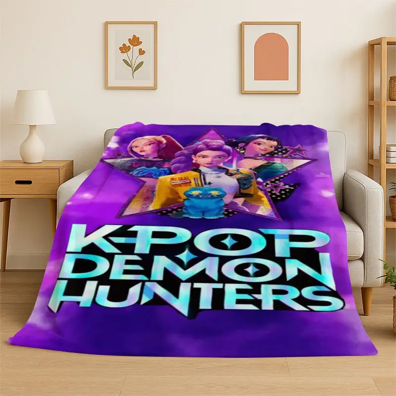 KPop Demon Hunters Saja Boys Cartoon Soft Flannel Throw Blanket,Warm Cozy Blanket for Bed,Couch,Sofa,Bedroom,Living Room,Travel