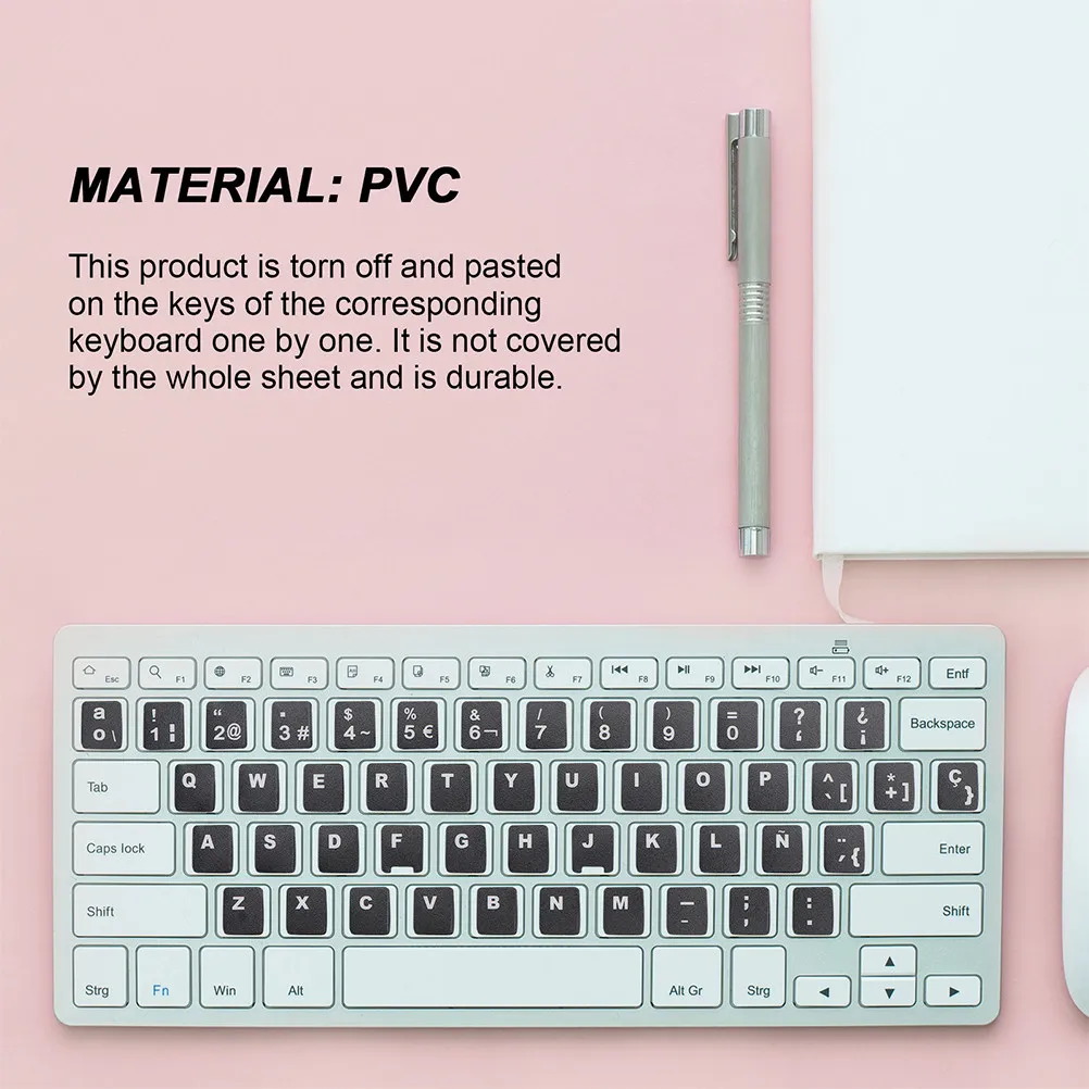 5Sheets Spanish Language Keyboard Stickers Replacement Letter Decals Laptop Keyboard Skin Computer Accessories Office School