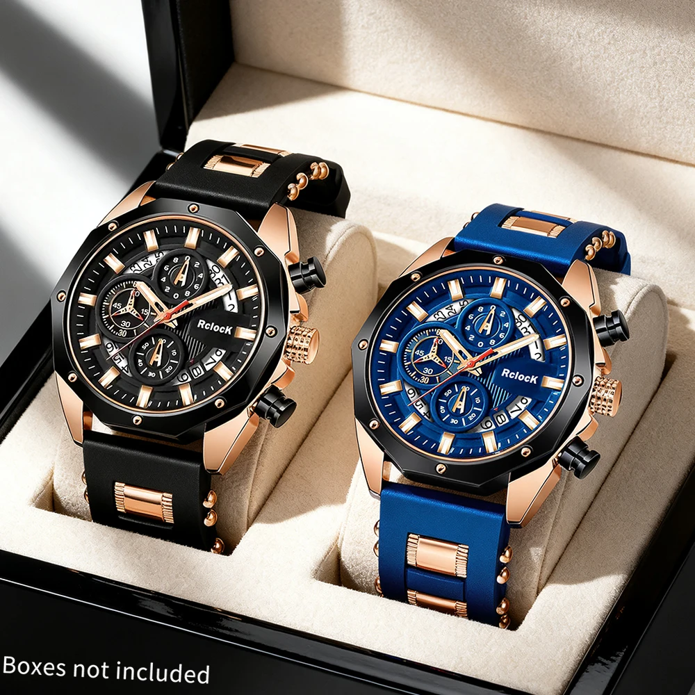 2pcs/set Men's Circular Calendar Watch - Silicone Strap, Simple Casual and Fashionable Business Style, Daily Wear Men's Watch