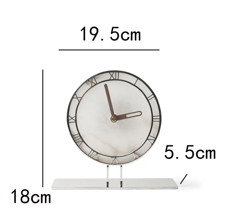 Light Luxury Creative Desktop Metal Arts Jade Clock Sample Room Bedside Table Tv Cabinet Quartz Clock Ornaments