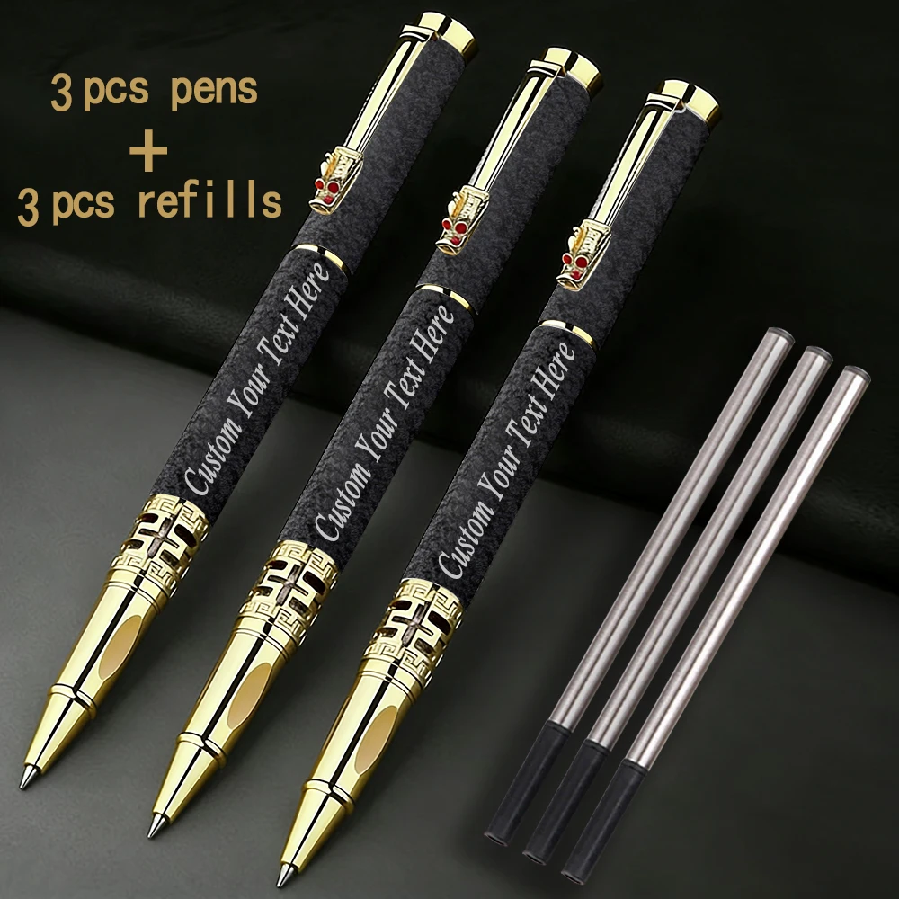 

3 шт. персонализированных гелевых ручек с индивидуальным дизайном, школьные принадлежности, канцелярские товары, металлические шариковые ручки, офисные аксессуары для письма