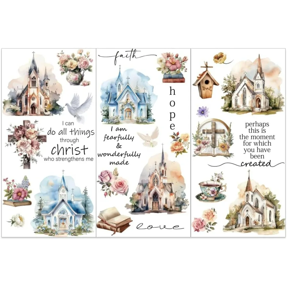 

3 шт./компл. церковные переводные накладки для поделок и мебели 6x12 дюймов голубь мира Декор переводные наклейки винтажные переводные наклейки