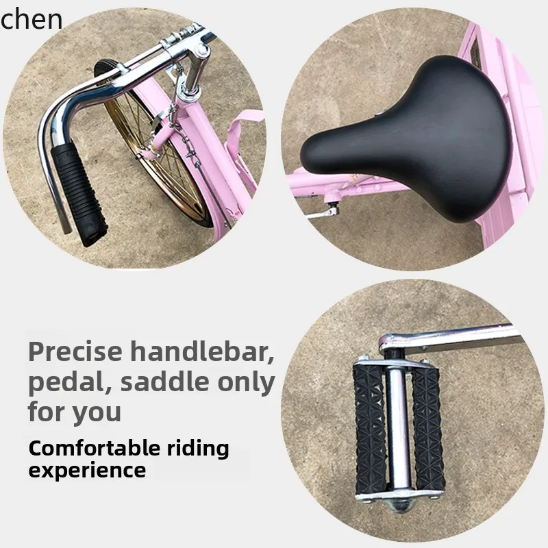 ZMLpink tricycle human pedal to pull goods and set up a stall