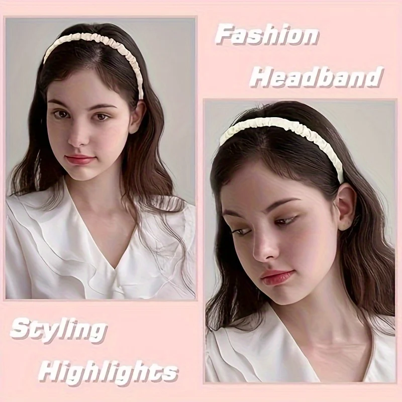 7 Stirnbänder für Frauen und Mädchen, 7 Stück rutschfeste, mit Blumen gepolsterte Stirnbänder, süßes Perlen-Stirnband für Mädchen, Vintage-breites Stirnband – Detail 3