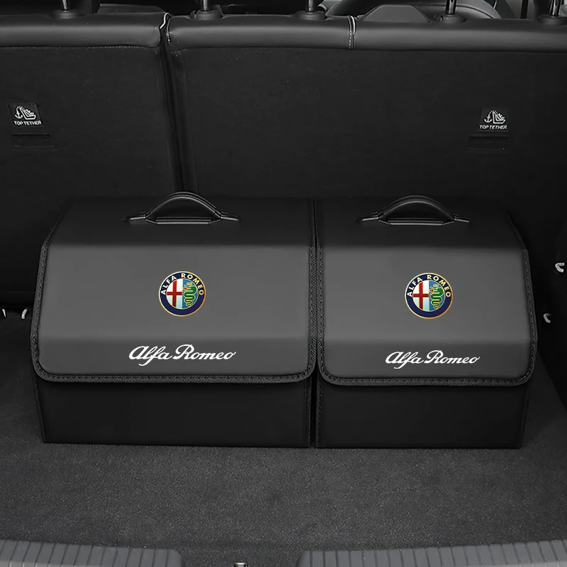 

2026 Hot Car Sticker Leather Folding Storage Box Car Trunk Tool Organizing Accessories For Alfa Romeo Giulietta Mito 159 Giulia