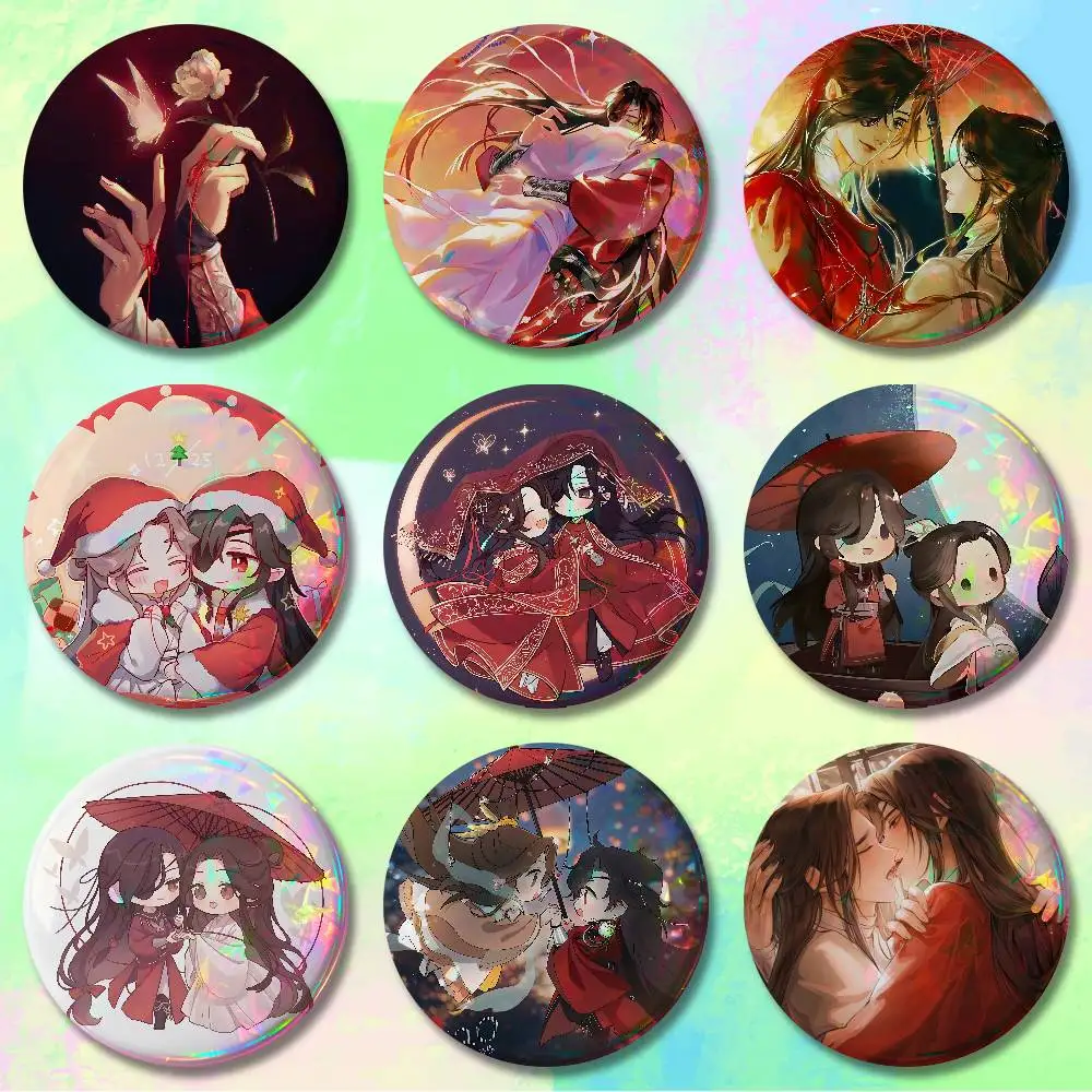 

H-Heaven Officials Blessings Enamel Pin Tinplate Round Brooch Cosplay Nijigen Otaku Culture Badges 58mm 44mm 32mm 75mm 25mm