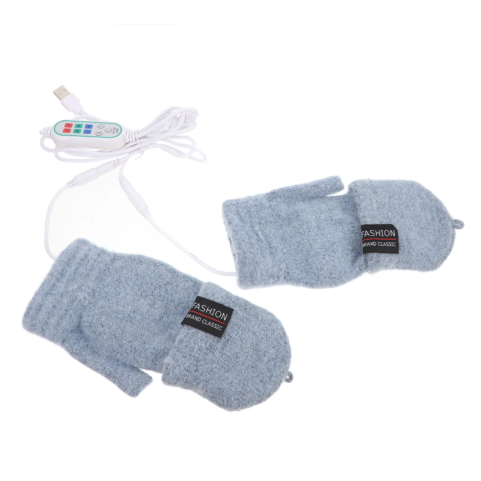 

2pcs Double Sided Heating Gloves USB Powered Half Finger Knitting Thermal Electric Mittens Winter Warmth Full Finger Switchable