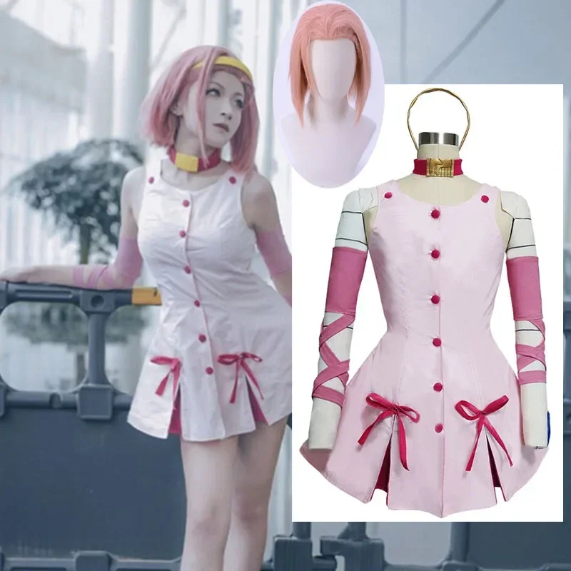 

JoJo Bizarre Adventure Anime Reimi Sugimoto Cosplay Costume Pink Dress Hair For Halloween Carnival Party Crossdressing