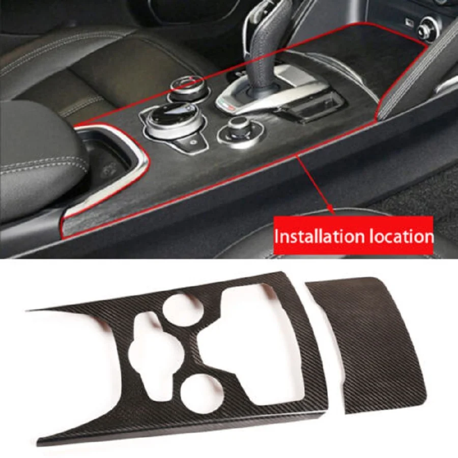 Real Carbon Fiber Car Central Gear Shift Panel Cover Trim For Alfa Romeo Stelvio 2020-2021