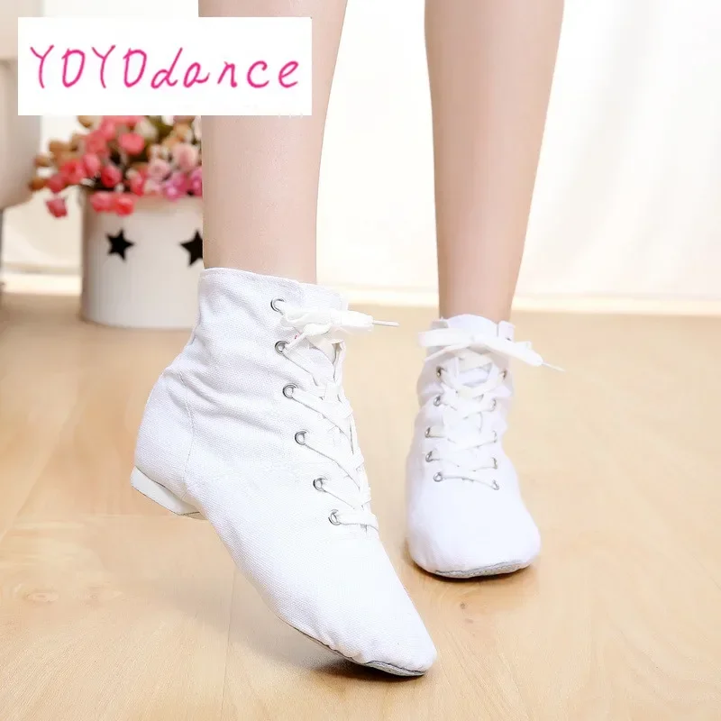 Woman Split Heel Sole Canvas High Top Black White Red Blue Shoe athletic Men Women Boys Girls Canvas Jazz Dance Shoes