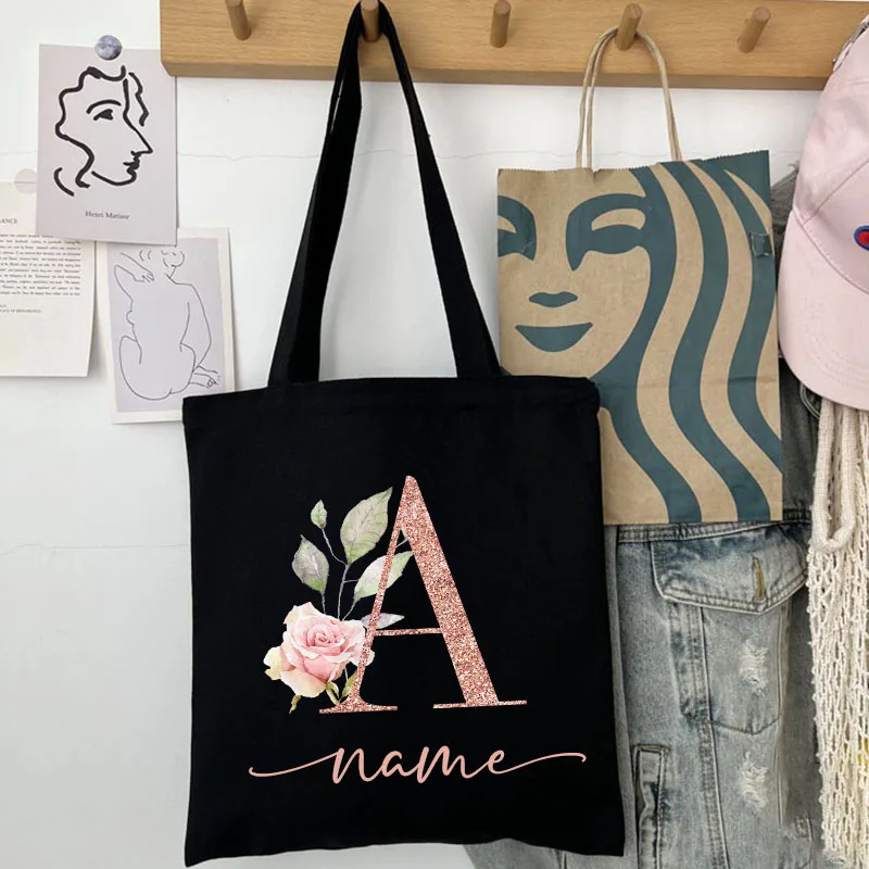 Personalized Custom Name Bridesmaid Team Bride Tote Bag Women Shopper Handbag Girl Shoulder Shopping Bag Lady Canvas Bag