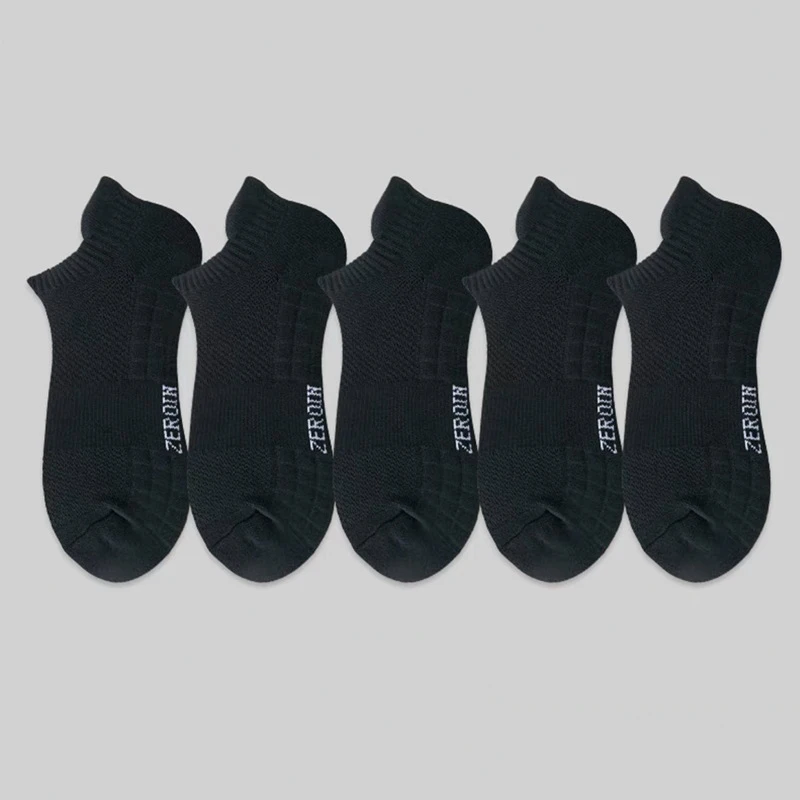 5 Pairs Men Sport Ankle Socks Professional Thick Cushion Comfort Breathable Fitness Compression Running Low Cut Tab  Sock