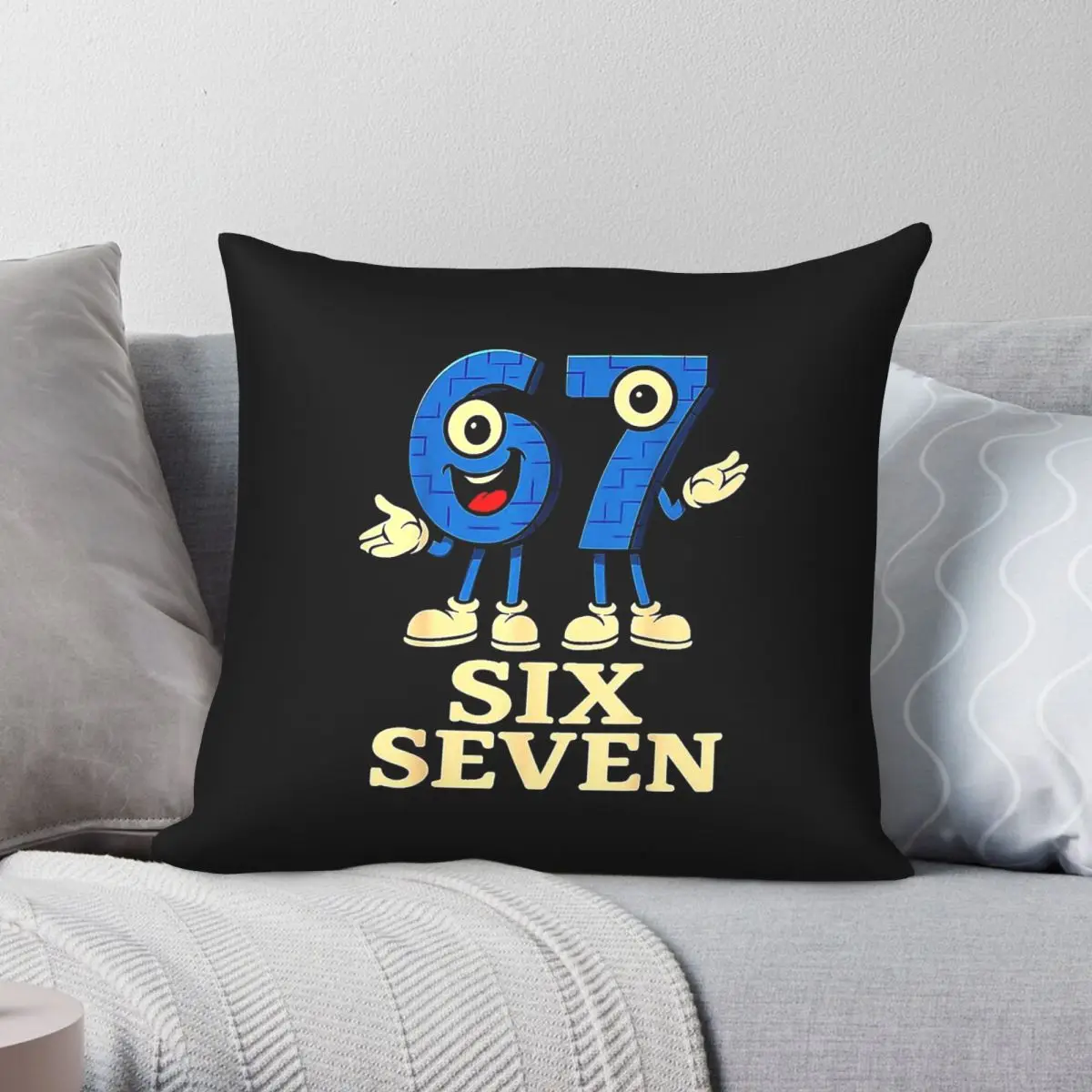 Six Seven Italian Brainrot Kids Square Pillowcase Polyester Linen Velvet Creative Decorative Throw Pillow Sofa Wholesale 18