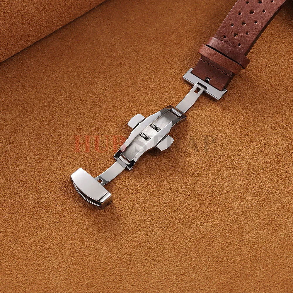 جلد طبيعي تنفس حزام (استيك) ساعة سوار 20 مللي متر 22 مللي متر جلد البقر خمر حزام الساعات فراشة مشبك ل Seiko لحزام أوميغا #3