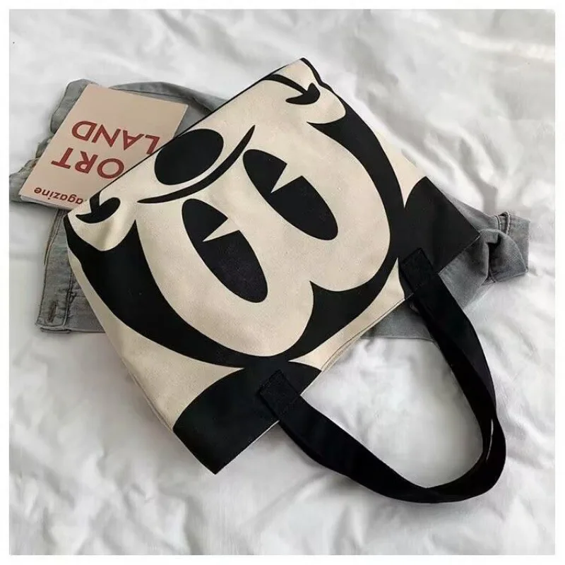 Disney New Mickey Minnie Canvas Bag Women's Versatile Casual Shoulder Bag Commuter Handbag Large Capacity Multifunctional Bag image 3