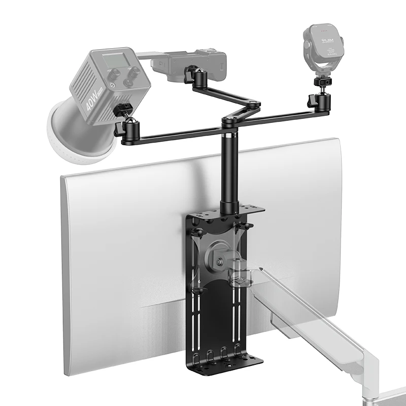 Adaptador de monitor Ulanzi VS01 VESA com braço de extensão superior para luz de preenchimento de câmera COB para transmissão ao vivo
