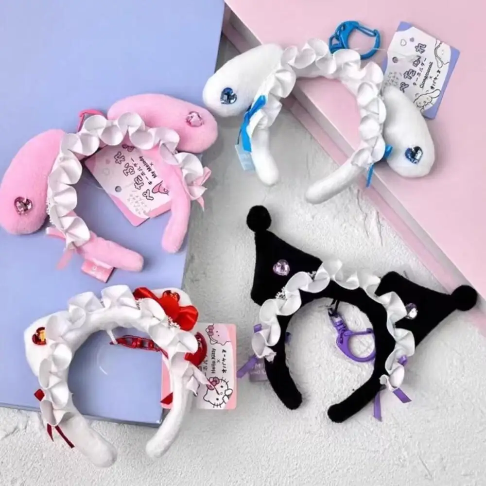 

Kawaii Hello Kitty плюшевая кукла обруч для волос украшения аксессуары Kuromi Cinnamoroll Melody мультяшный рюкзак кулон подарок на день рождения
