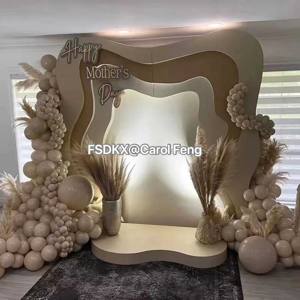 FSDKX Factory Acrylic/pvc Stage Backdrop Wave Square Acrylic Arch backdrop Acrylic White Party Backdrop