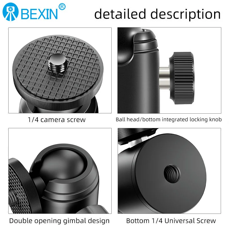 BEXIN 1/4 スレッドミニ三脚ボールヘッド 360 度回転カメラ延長ブラケットフラッシュ携帯電話自撮り棒に使用