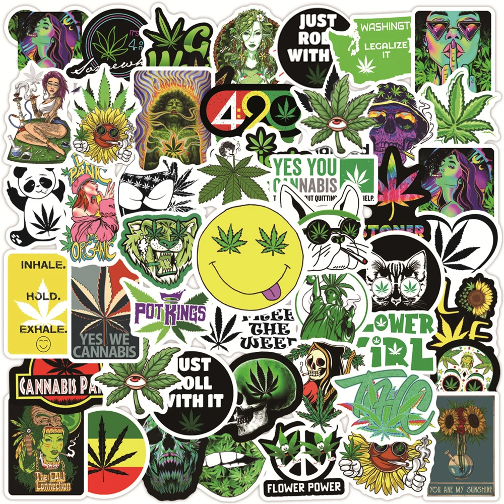 10/30/50/100pcs Funny Characters Weed Leaves Graffiti Stickers DIY Motorcycle Laptop Luggage Car Bike Kids Sticker Decals Toys