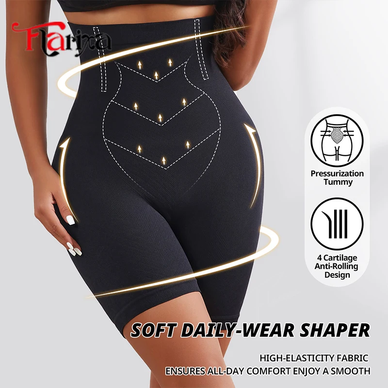 Flarixa Women Seamless Faja Shapewear Shorts Bottom Super High Waist Tummy Control Panty Girdle Hips Lifting Thighs Slimming