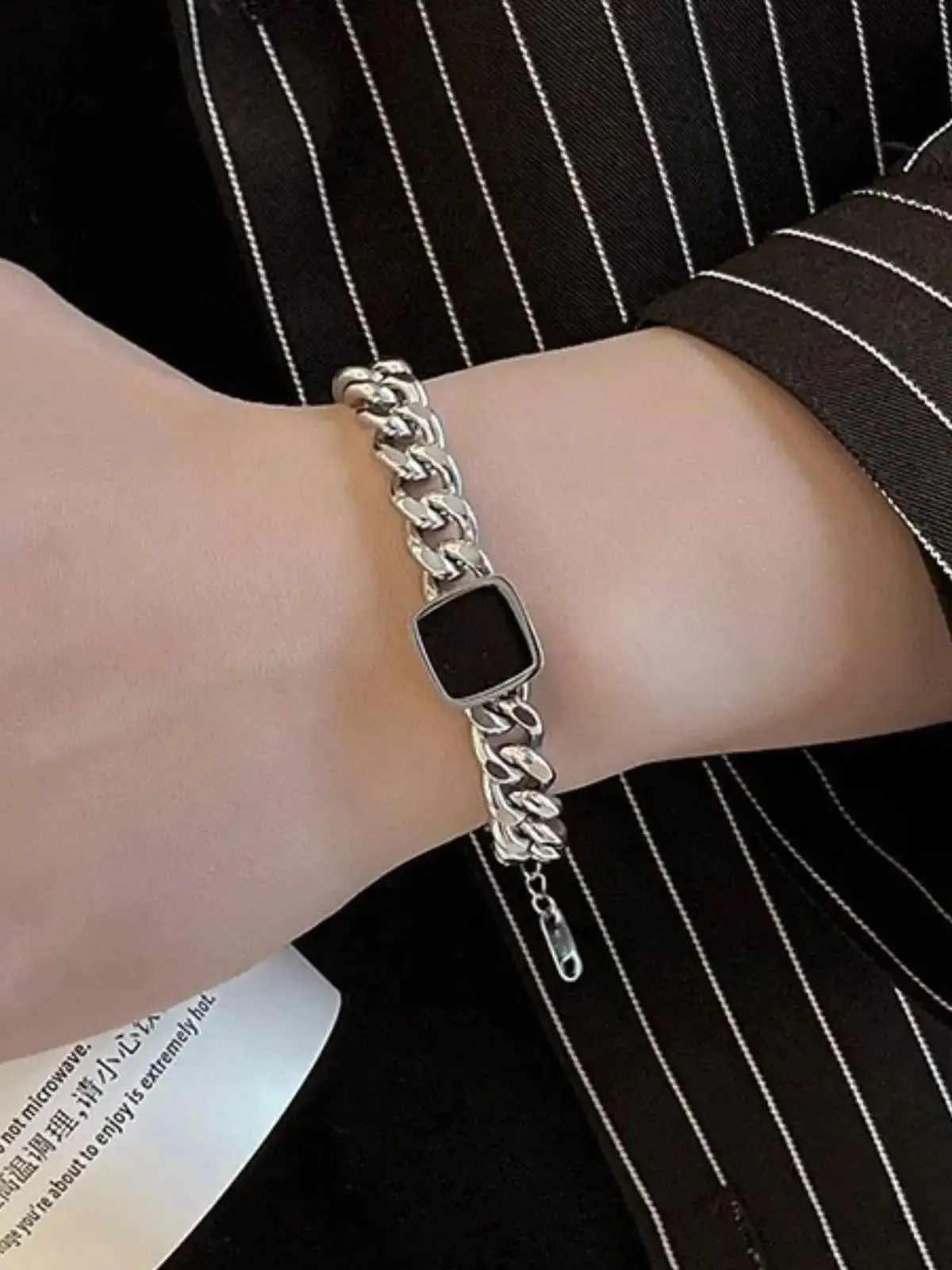 Kuba-Kettenarmband aus Edelstahl für Damen und Herren, Geschenke, Modeschmuck, Accessoires – Detail 3