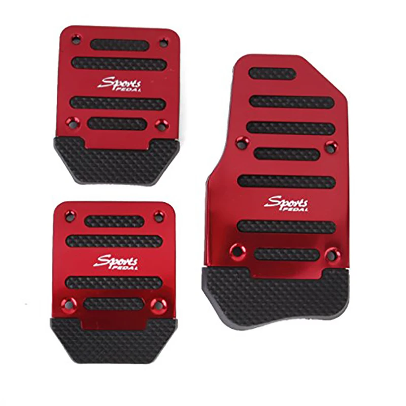 3pcs Universal Non-Slip Racing Manual Foot Pedal Pad Set Aluminum Car Auto Throttle Pedal Cover Replaceable Interior Accessories