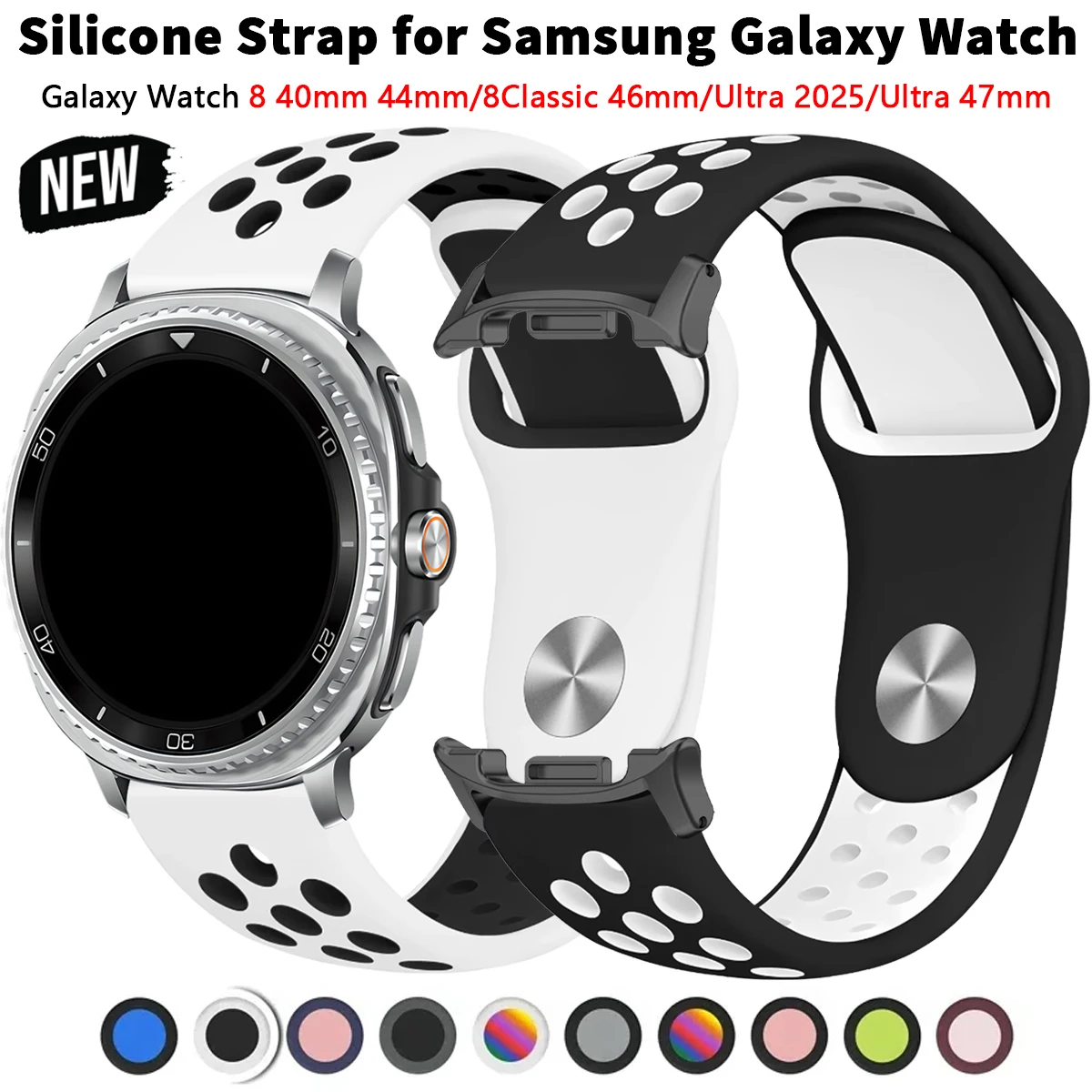 Esporte silicone para samsung galaxy watch 8/8 clássico banda smartwatch pulseira correa para galaxy ultra 2025/7 47mm cinta